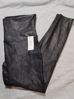 NWT Brand New Chic Spanx Faux Leather Fleece Lined Leggings Pants Black Size 2X